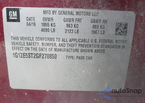 2016 Chevrolet Malibu 1Lt z USA, uszkodzony, nr VIN 1G1ZE5ST2GF278850